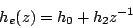 \begin{displaymath}
{h}_e(z)=h_0+h_2z^{-1}
\end{displaymath}